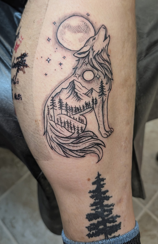 Wolf & Mountain Landscape