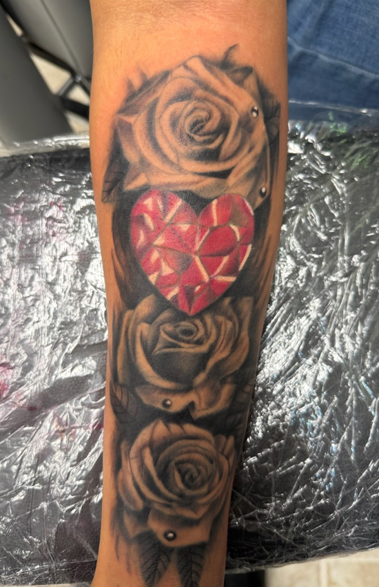 Roses & Diamond Heart