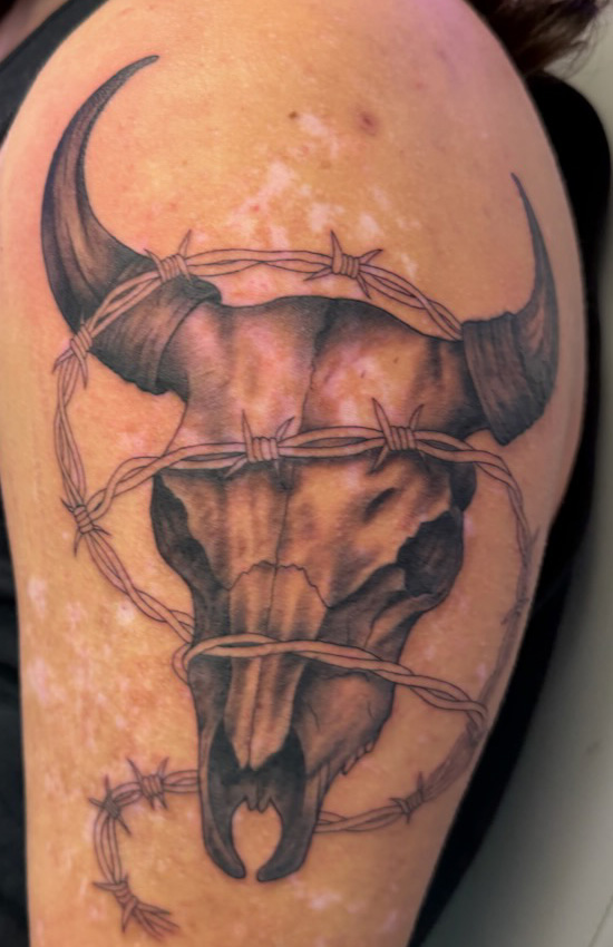Bull Skull & Barbed Wire