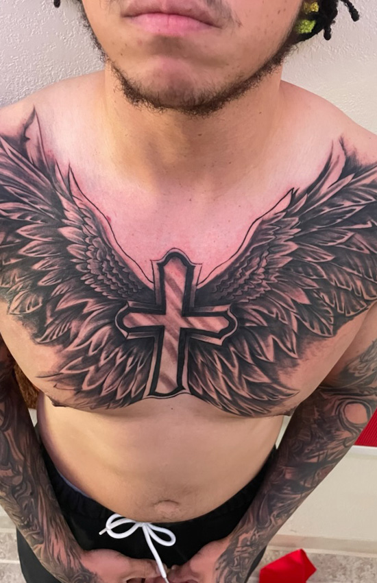 Winged Cross Chest Piece