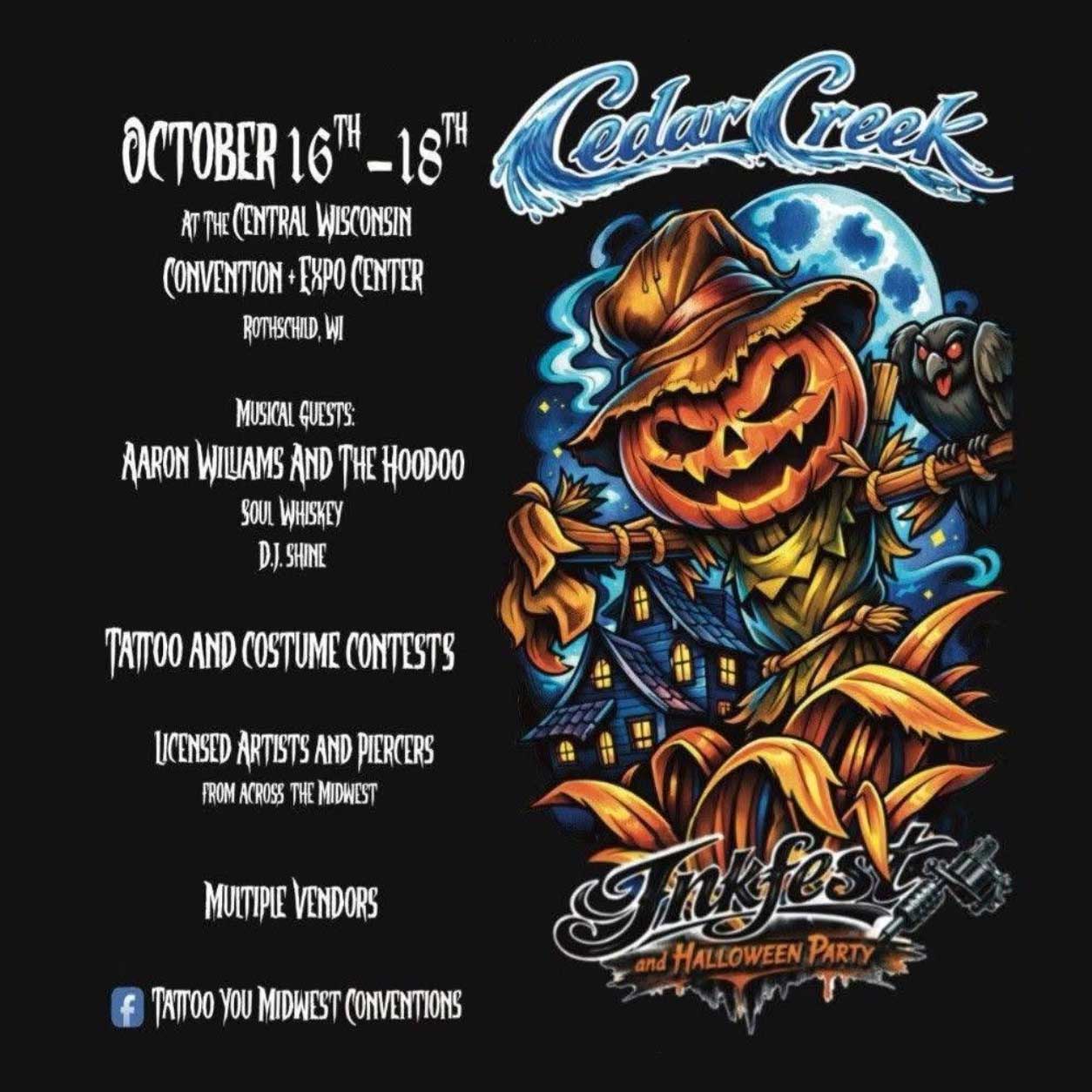 Cedar Creek Inkfest and Halloween Party flyer