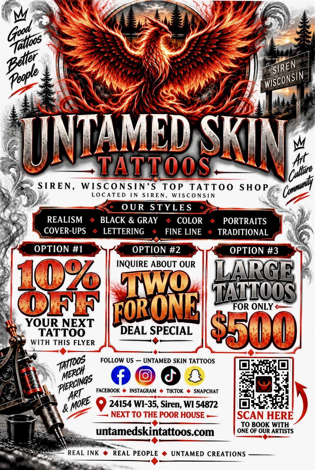 Untamed Skin Tattoos flyer deal specials