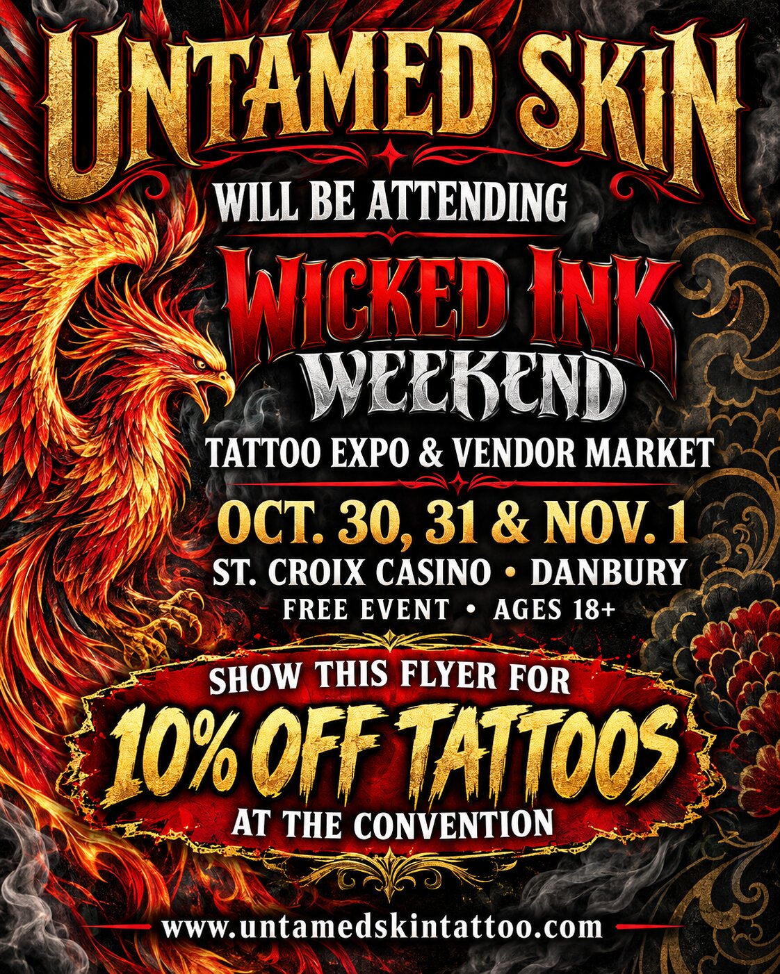 Untamed Skin at Wicked Ink Weekend Tattoo Expo & Vendor Market flyer